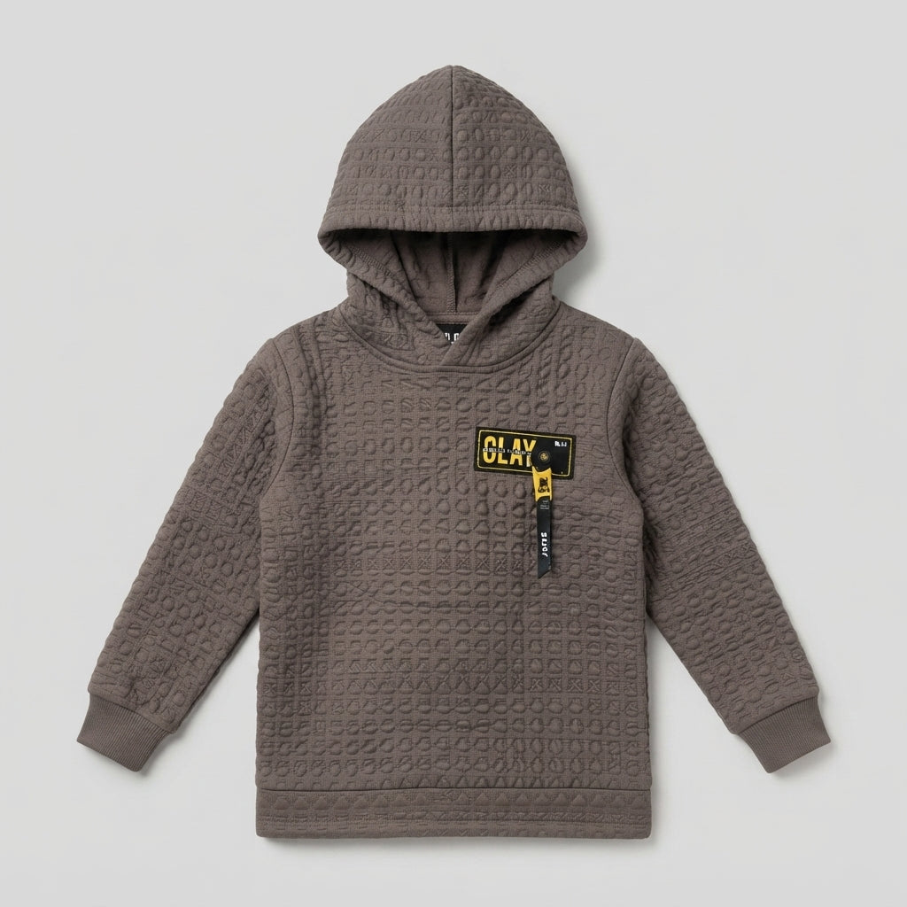 Premium Textured Grey Kids Hoodie — Photo 2