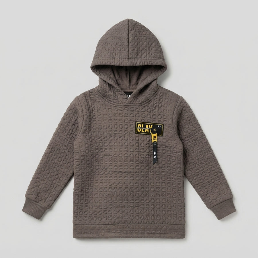 Premium Textured Grey Kids Hoodie — Photo 2