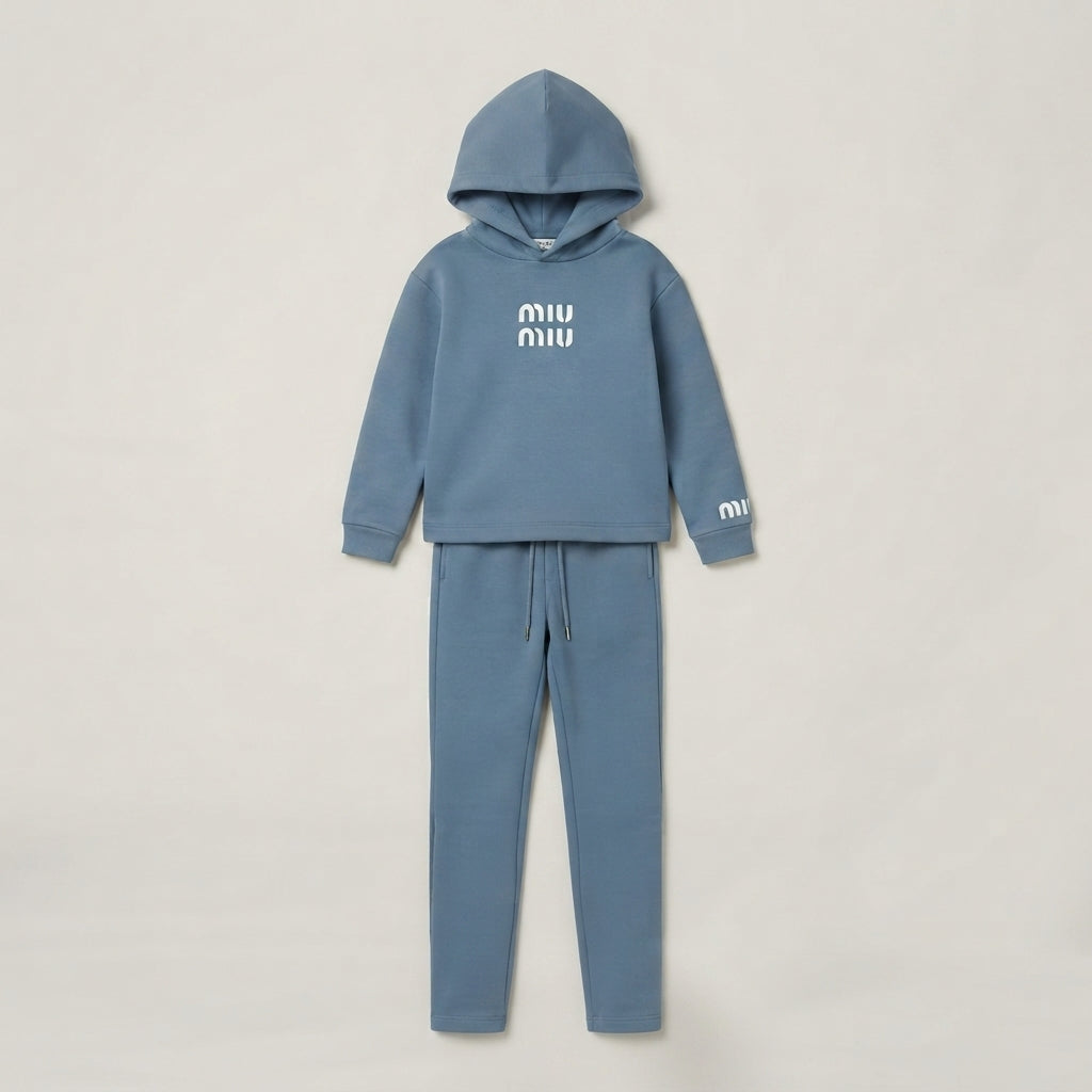 Kids Dusty Blue Hooded Sweatshirt & Trouser Set