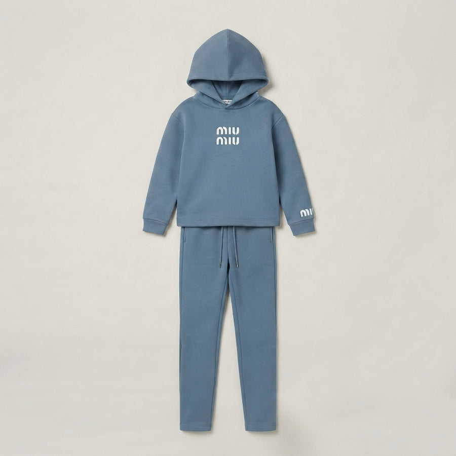 Kids Dusty Blue Hooded Sweatshirt & Trouser Set