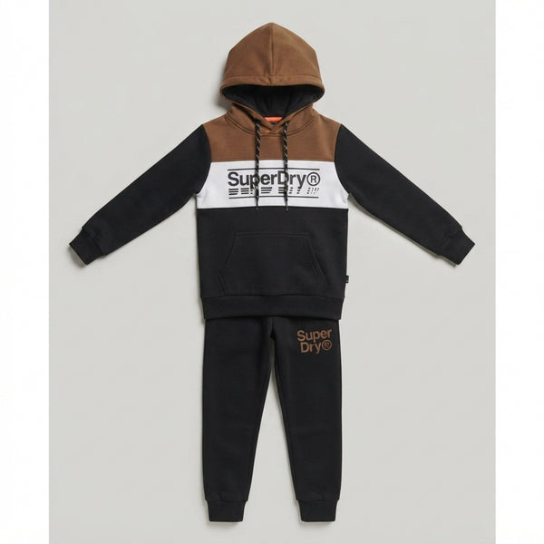 Boys Black &amp; Brown Super Dry Winter Tracksuit