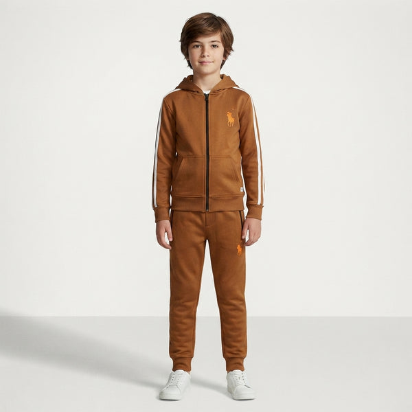 Boys Camel Branded Zipped Hoodie Tracksuit | Iqra Garments