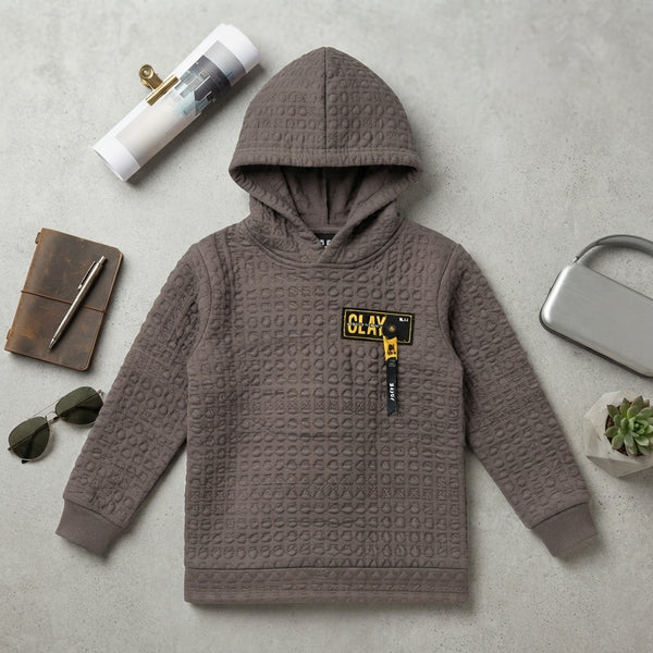 Premium Textured Grey Kids Hoodie