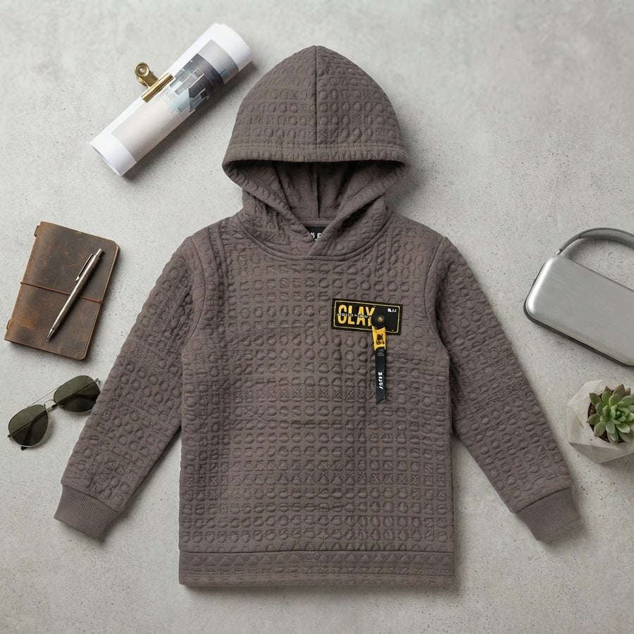 Premium Textured Grey Kids Hoodie