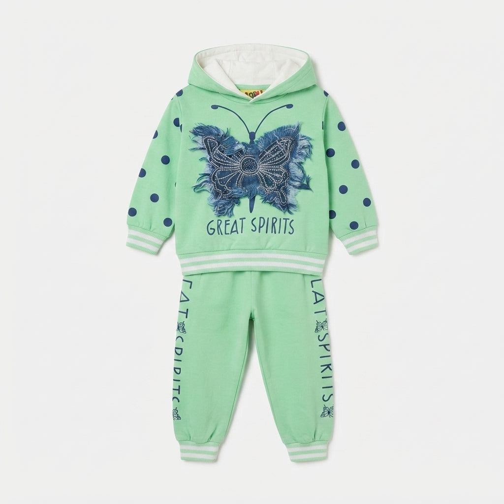 Mint Green Butterfly Print Hooded Tracksuit — Photo 2
