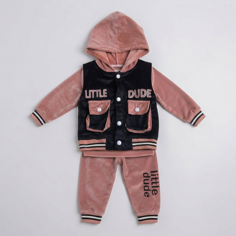 Kids &amp; Baby Velvet Tracksuit with Hood &amp; Vest