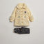 Chic Girls' Pale Yellow Faux-Fur with Dark Grey Jeans Set