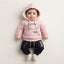 Baby Girls Stylish Hooded Winter Coat & Denim Butterfly Jeans Set