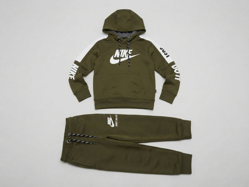 Boys Olive Green Athleisure Hoodie Tracksuit — Photo 2