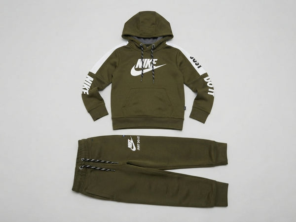 Boys Olive Green Athleisure Hoodie Tracksuit — Photo 2