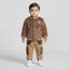 Toddler Boys Brown Faux-Fur Bomber Jacket and Cargo Trousers Set