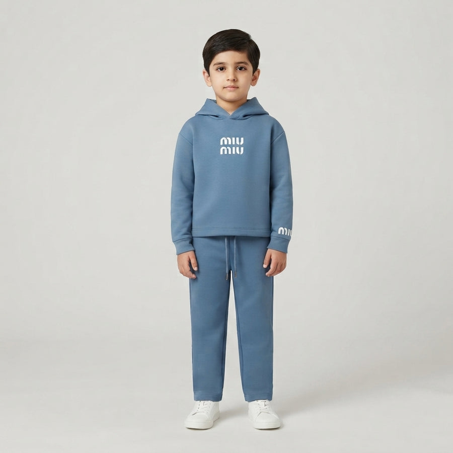 Kids Dusty Blue Hooded Sweatshirt & Trouser Set