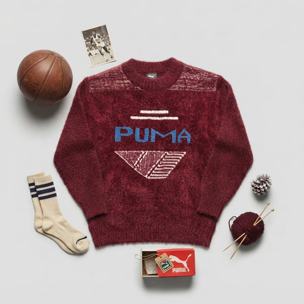 Boys' Maroon Fuzzy Woolen Sweater with Sporty Graphic Print — Photo 2