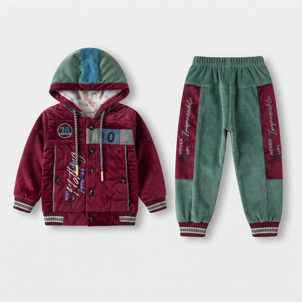 Boys Premium Velvet 2-Piece Winter Suit – Stylish & Cozy Velvet Outfit