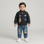 Boys Black Quilted Jacket & Denim Cargo Set