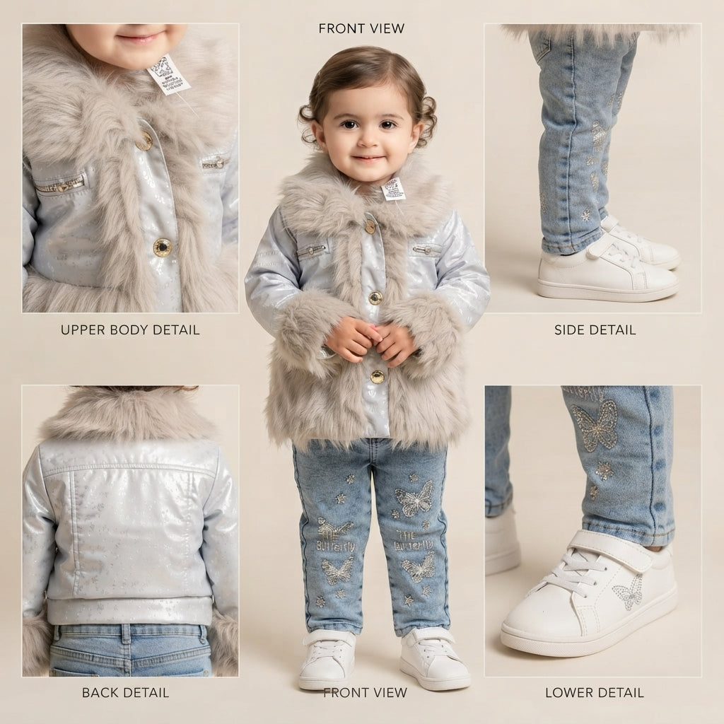 Girls Winter Faux Fur Jacket Set — Photo 2