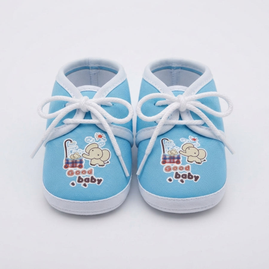 Baby Blue Elephant Print Canvas Booties