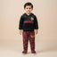 Boys Black & Maroon Winter Hoodie Set