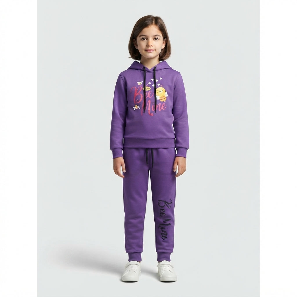 Girls Purple "Bee Mine" Hoodie Tracksuit