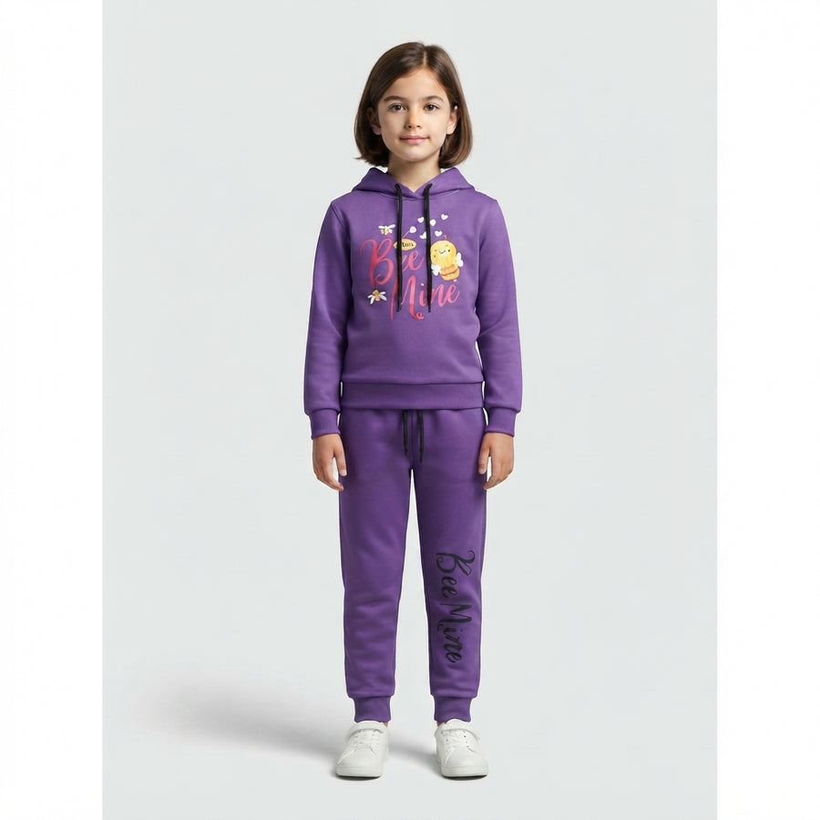 Girls Purple "Bee Mine" Hoodie Tracksuit