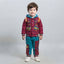 Boys Maroon and Blue Velvet 2 Piece Suit Premium Winter Outfit