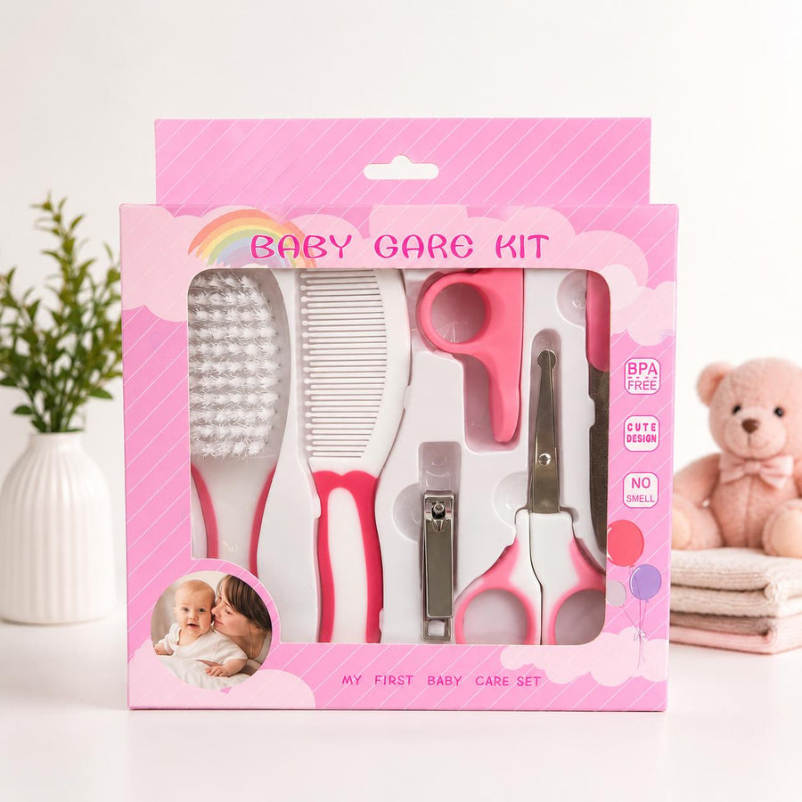 Baby Care Kit – 5-Piece Baby Grooming Set | Hair Brush, Comb, Nail Clipper, Safety Scissors & Nail File