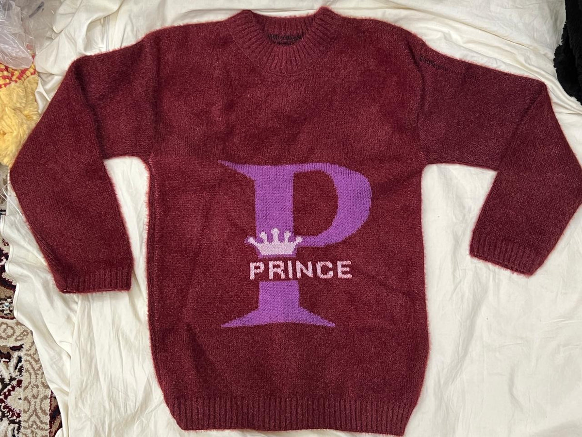 Boys Maroon Prince Fuzzy Knit Sweater